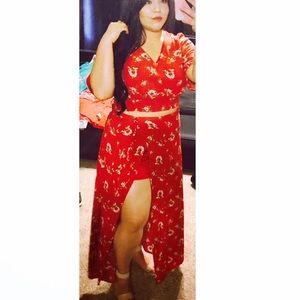 2 piece Charlotte Russe red skirt set